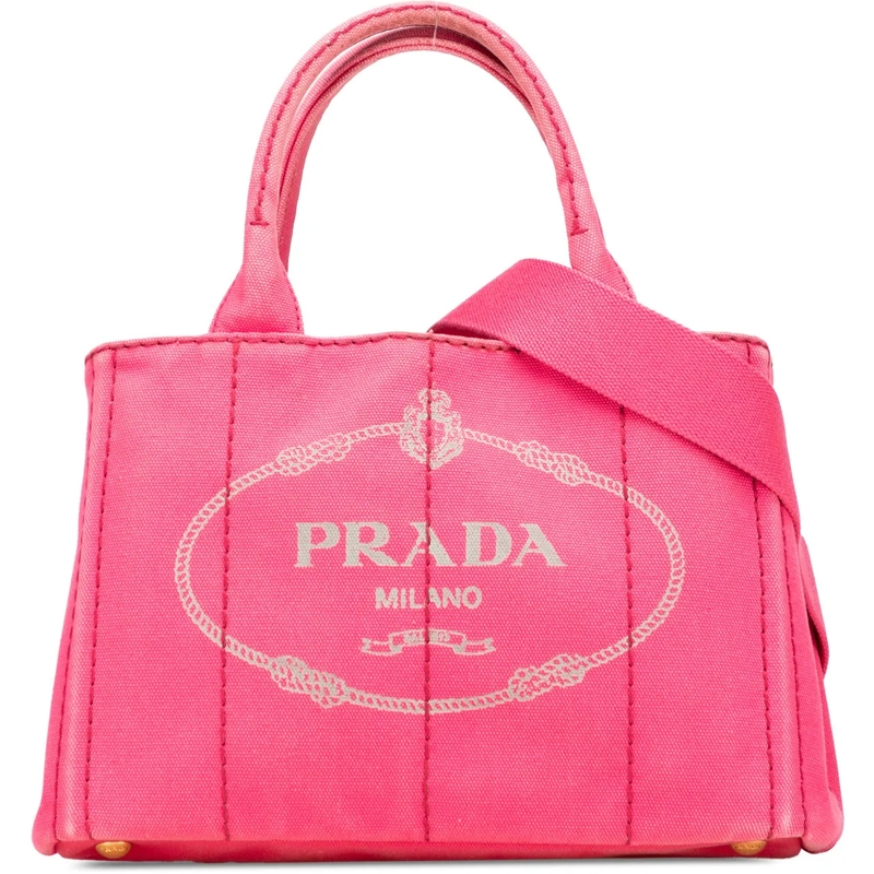 Prada Schultertasche Small Canvas Canapa Logo Satchel rose