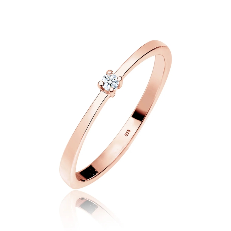 Elli Diamantring Ring Verlobung Solitär Diamant (0.03 ct.) 925 Silb gold