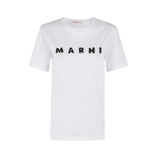 Marni T-shirts Classic Short-Sleeve T-Shirt With Scribbled Logo White