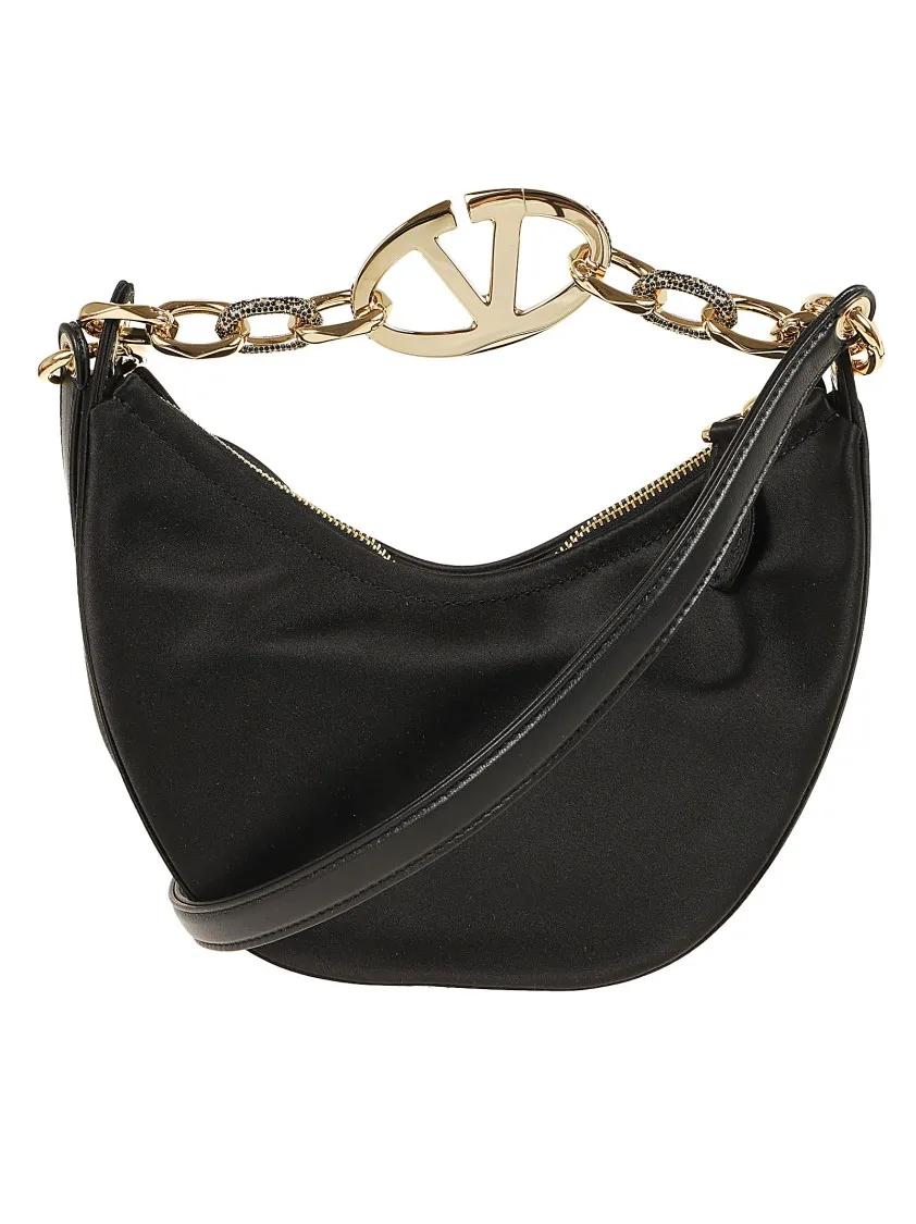Valentino Garavani Hobo bags Mini Hobo Vlogo Moon Bag In Satin in zwart