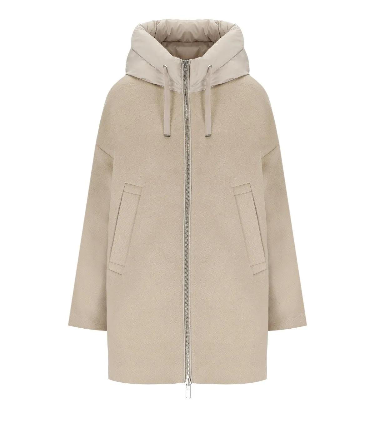 Thumbnail - Duno - Mayu Beige Hooded Jacket - Größe 44 - beige