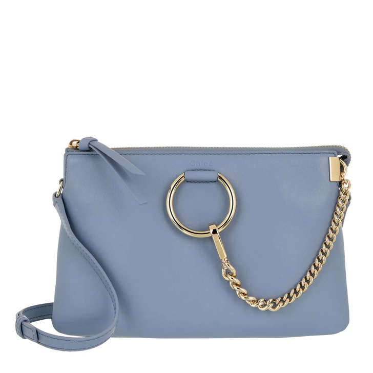 Chlo Faye Soft Zipped Shoulder Bag Gentle Blue Crossbody Bag