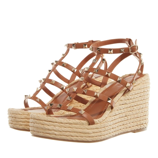 Valentino Garavani Espadrille Rockstud Wedge Espadrilles Almond Beige