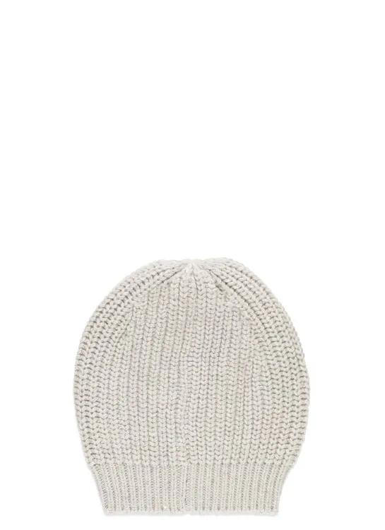 Brunello Cucinelli Mützen - Ivory Cashmere And Silk Beanie Cap - Gr. S - in Grau - für Damen