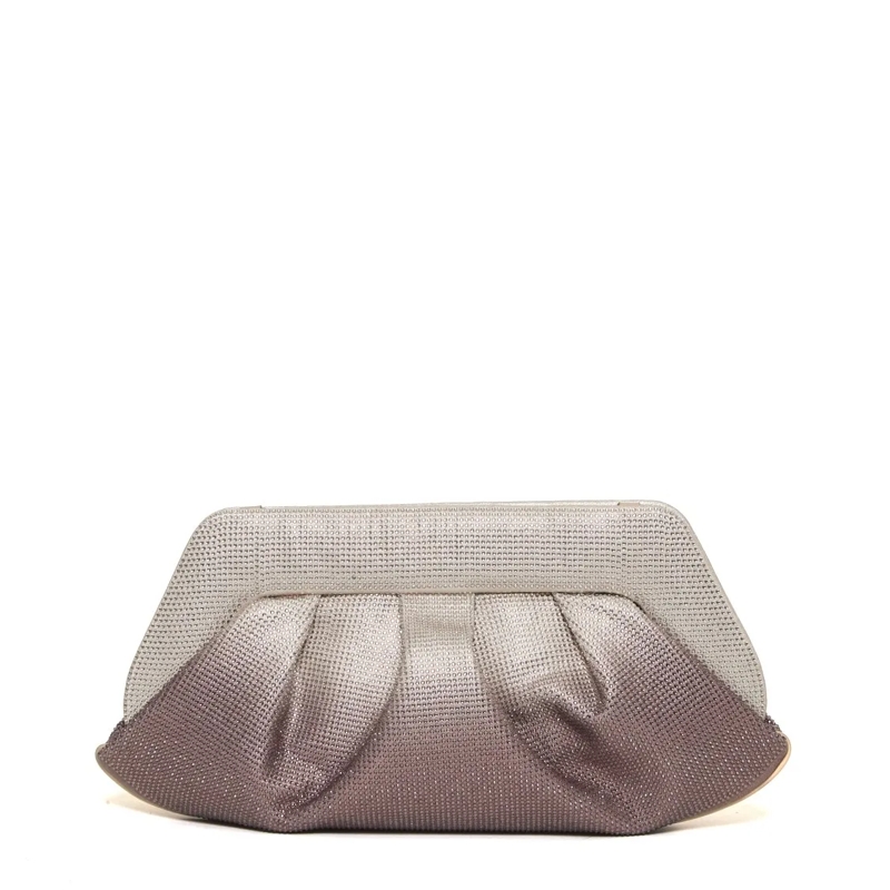 Themoirè Clutch Silver Rose Vegan Leather Clutch Pink