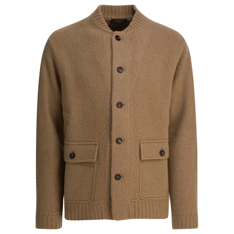 Zanone  Textured Knit Jacket In Luxurious Wool-Cashmere Bl Brown