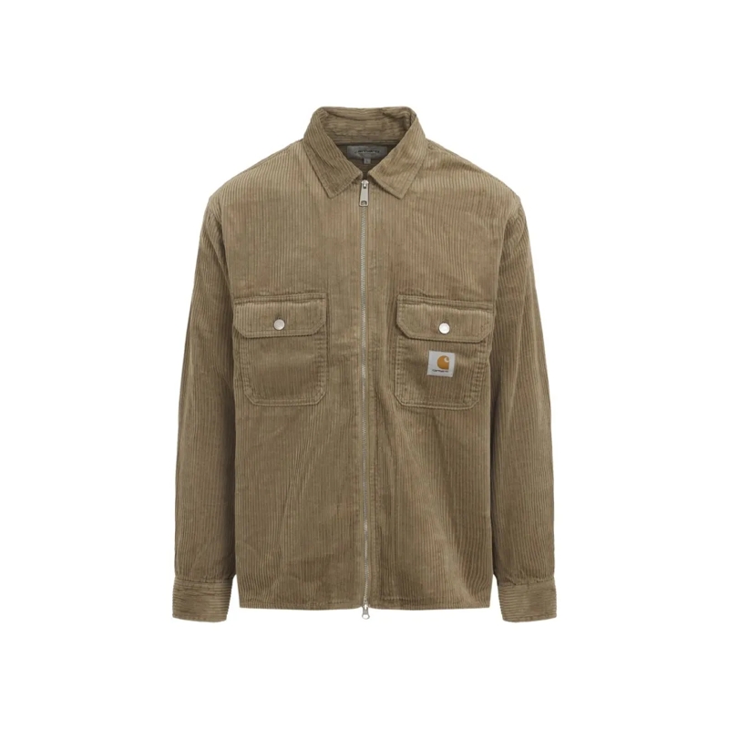 Carhartt Wip Hemd Corduroy Zip-Up Shirt With Classic Pointed Collar Brown