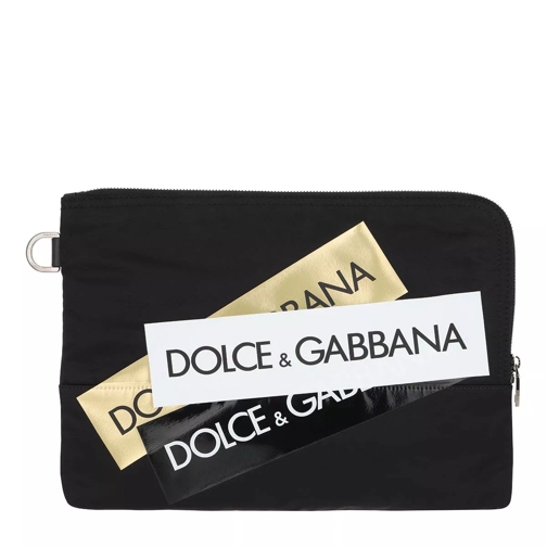 Dolce&Gabbana Pouchette Label Patches Nylon Black Pochette