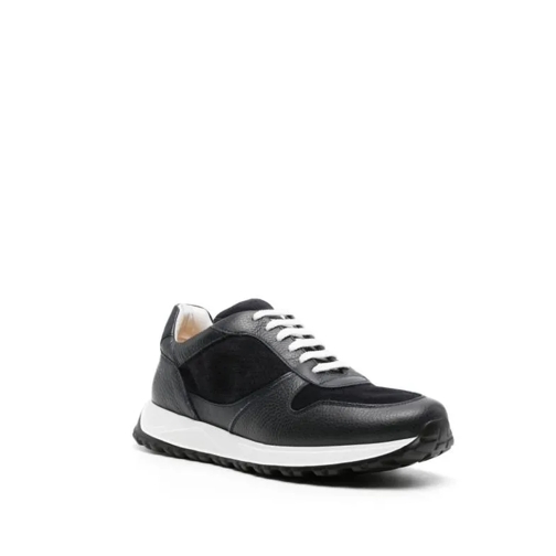 Doucal's Round-Toe Panelled Sneakers Black Low-Top Sneaker