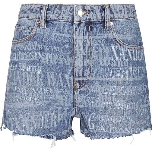 Alexander Wang Korte broek Newsprint Logo Bite Short Blue blau