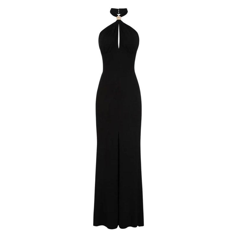 Elisabetta Franchi  Halter Neck Dress With Keyhole Detail Black