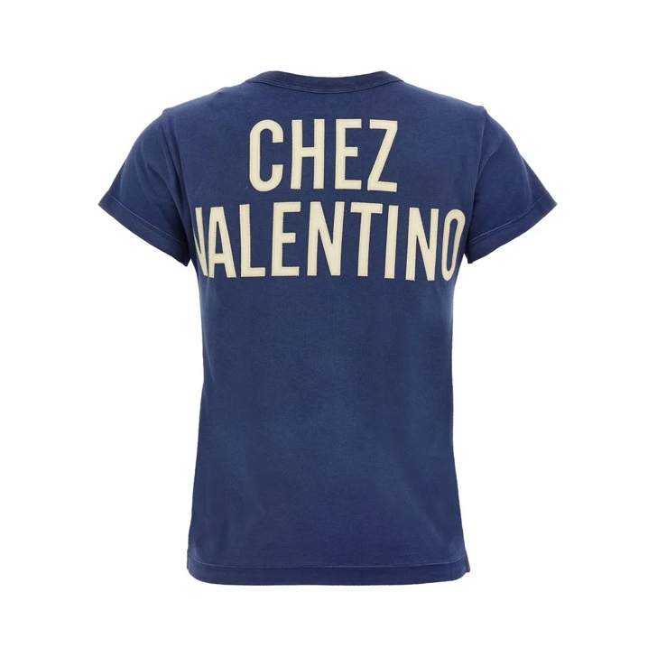 Tシャツ・カットソー Valentino Garavani T-Shirt In Cotone Stampa Panther Lady Valentino Garavani 'Panther Lady' T-Shirt Blue | T-Shirt