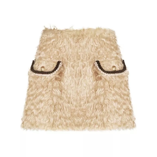 Etro Shearling Mini Skirt Neutrals 