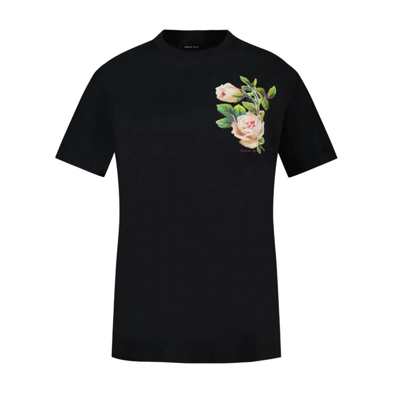 Simone Rocha T-Shirt Rose Banquet T Shirt - Cotton - Black Black