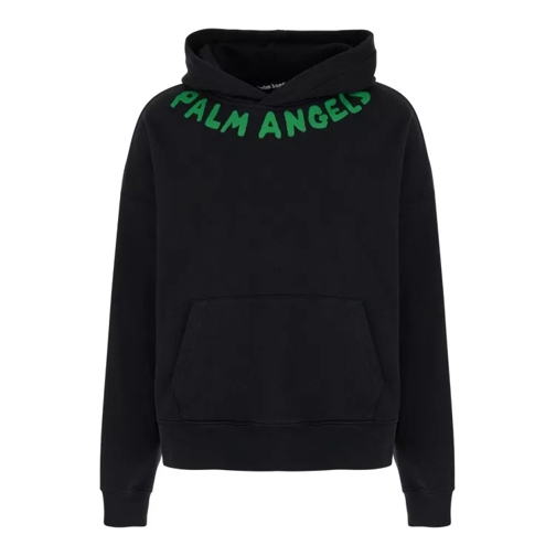 Palm Angels Black Hoodie With Logo Lettering In Cotton Black 