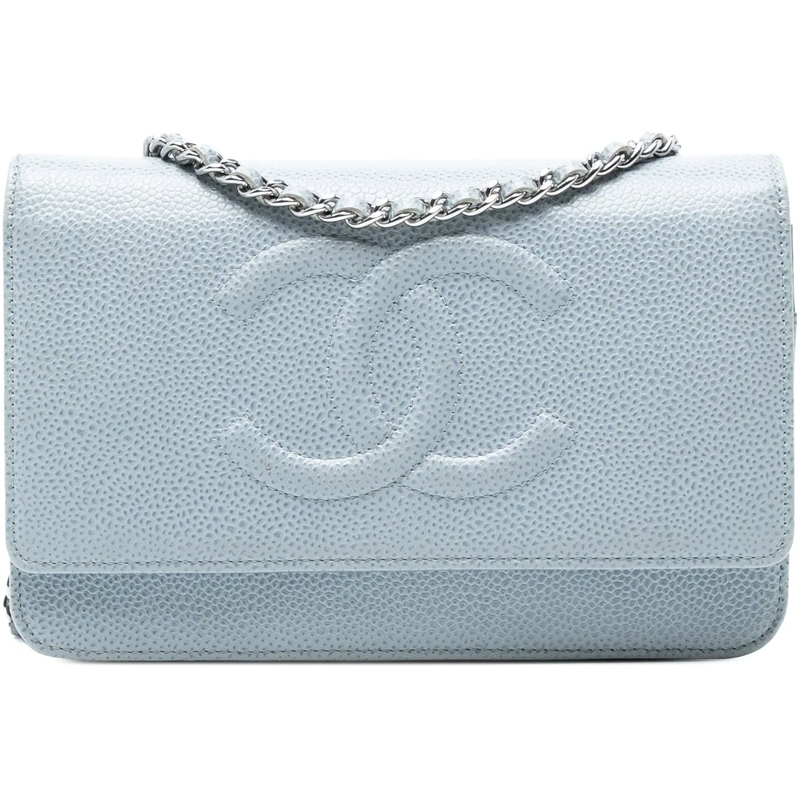 Chanel Schultertasche CC Caviar Wallet On Chain blau