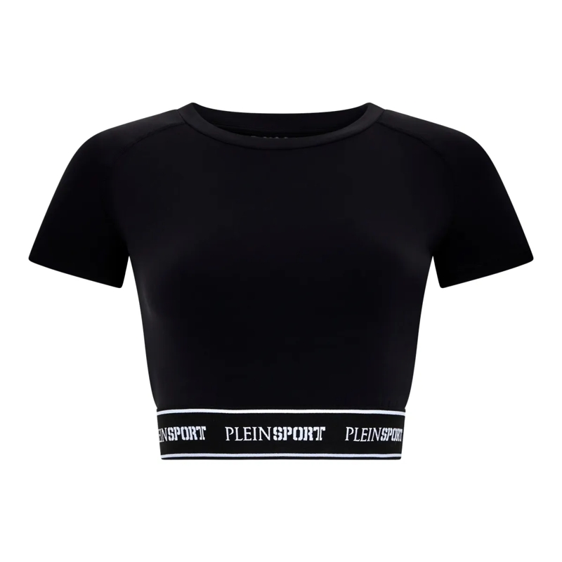 Plein Sport T-Shirt Fleece Cropped T-Shirt schwarz