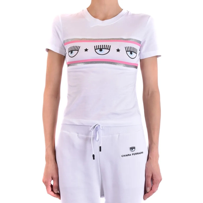 Chiara Ferragni T-Shirt Fitted White T-Shirt With Playful Eye Motif White