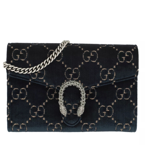 Gucci Dionysus GG Mini Chain Wallet Velvet Blue/Beige Crossbody Bag