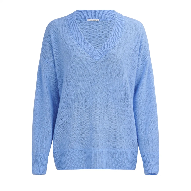 True Religion  Pullover V-Neck AMARA blau