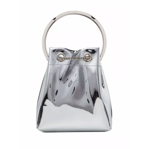 Jimmy Choo Bon Bon' Mini Silver-Tone Handbag With Metal Brace Silver Bucket Bag