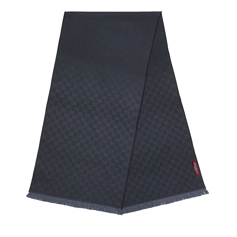 Gucci Wollen Sjaal Supreme Embroidered Wool Scarf Black