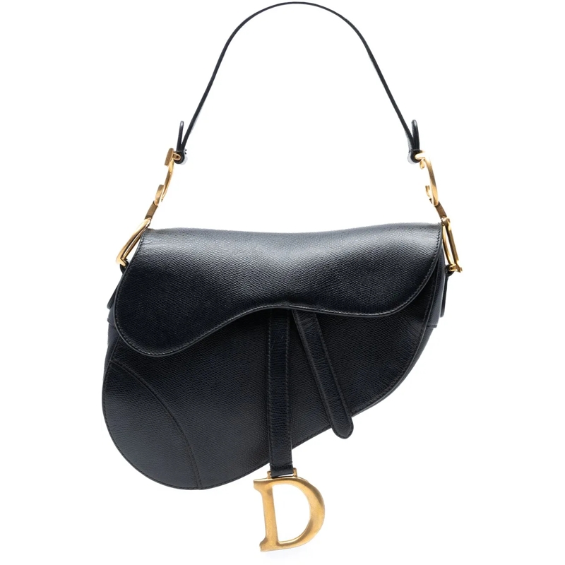 Christian Dior Schultertasche Grained Calfskin Saddle Bag schwarz
