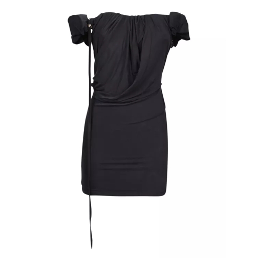 Jacquemus Asymmetric Draped Mini Dress Black 