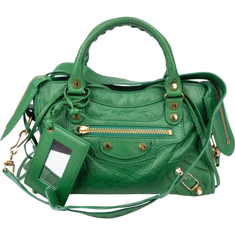 Balenciaga Tote Balenciaga Green Leather Mini City Handbag grün