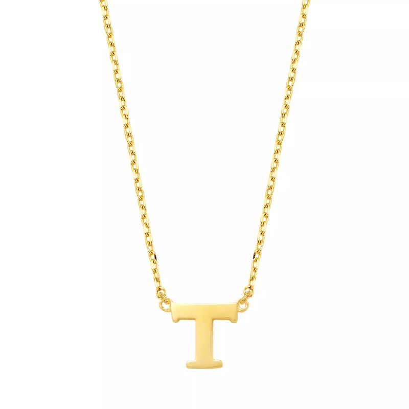 Isabel Bernard Collier court Le Marais Chloé 14 Karat Initial Necklace Letter T Gold