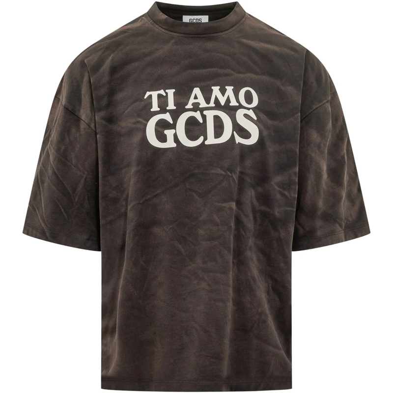 Gcds T-shirt GCDS T-shirt Marrone con Stampa Ti Amo braun