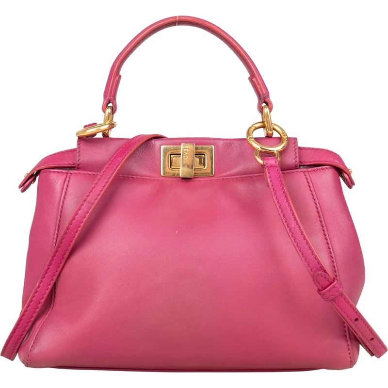 Fendi Tote Fendi Pink Leather Peekaboo Mini Handbag rose
