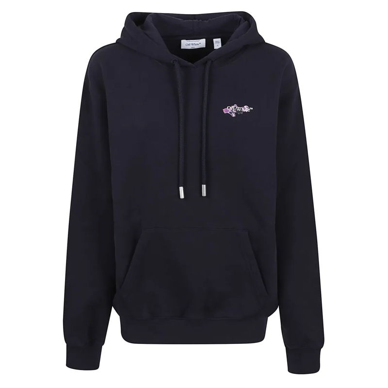 Off-White  Relaxed-Fit Blue Hoodie With Artistic Graphics Blue