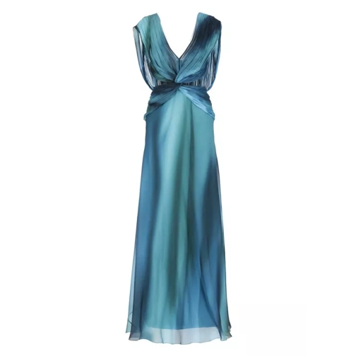 Alberta Ferretti Silk Long Dress Blue 