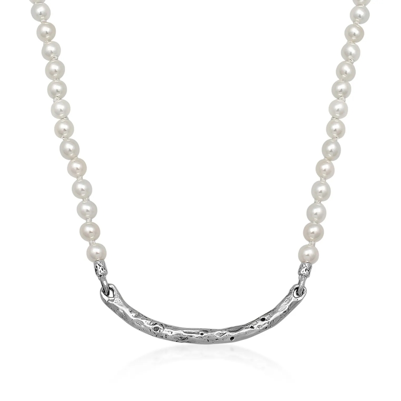 Haze & Glory Mittellange Halskette Halskette Perlenkette Vintage Element 925 Silber silber