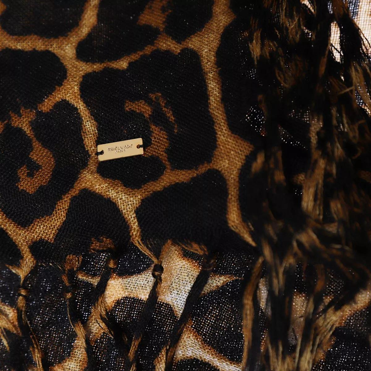 Saint Laurent - Beige Leopard Print Silk Scarf