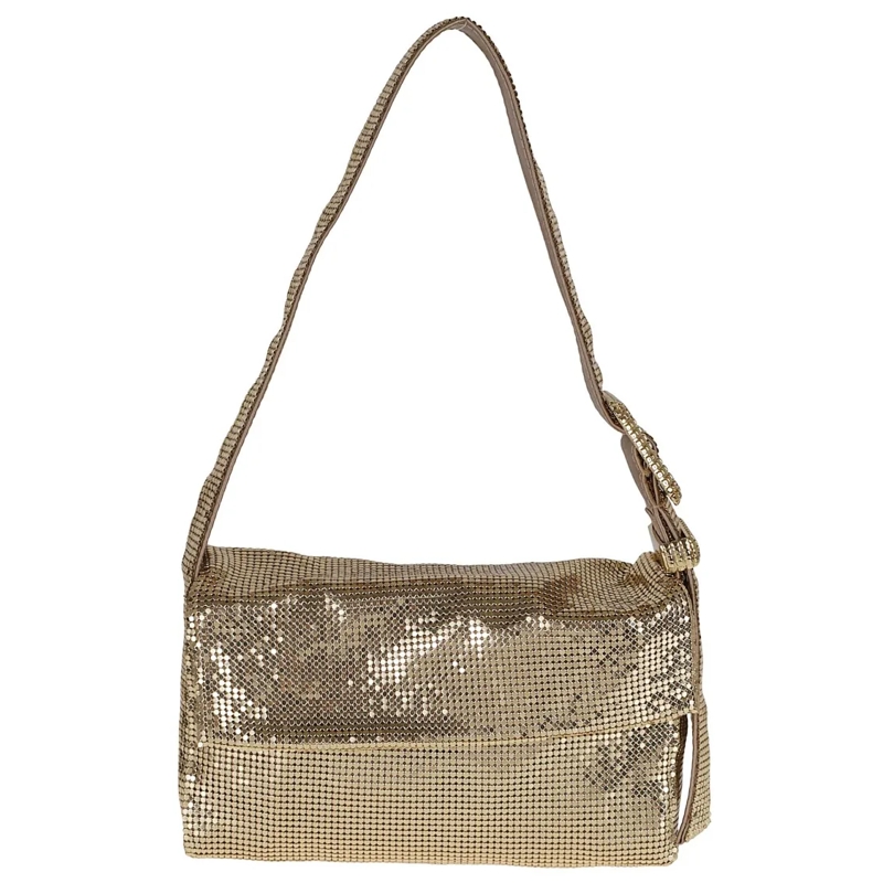Benedetta Bruzziches Sac à bandoulière Golden Sun Metal Mesh And Silk Satin Shoulder Bag Gold