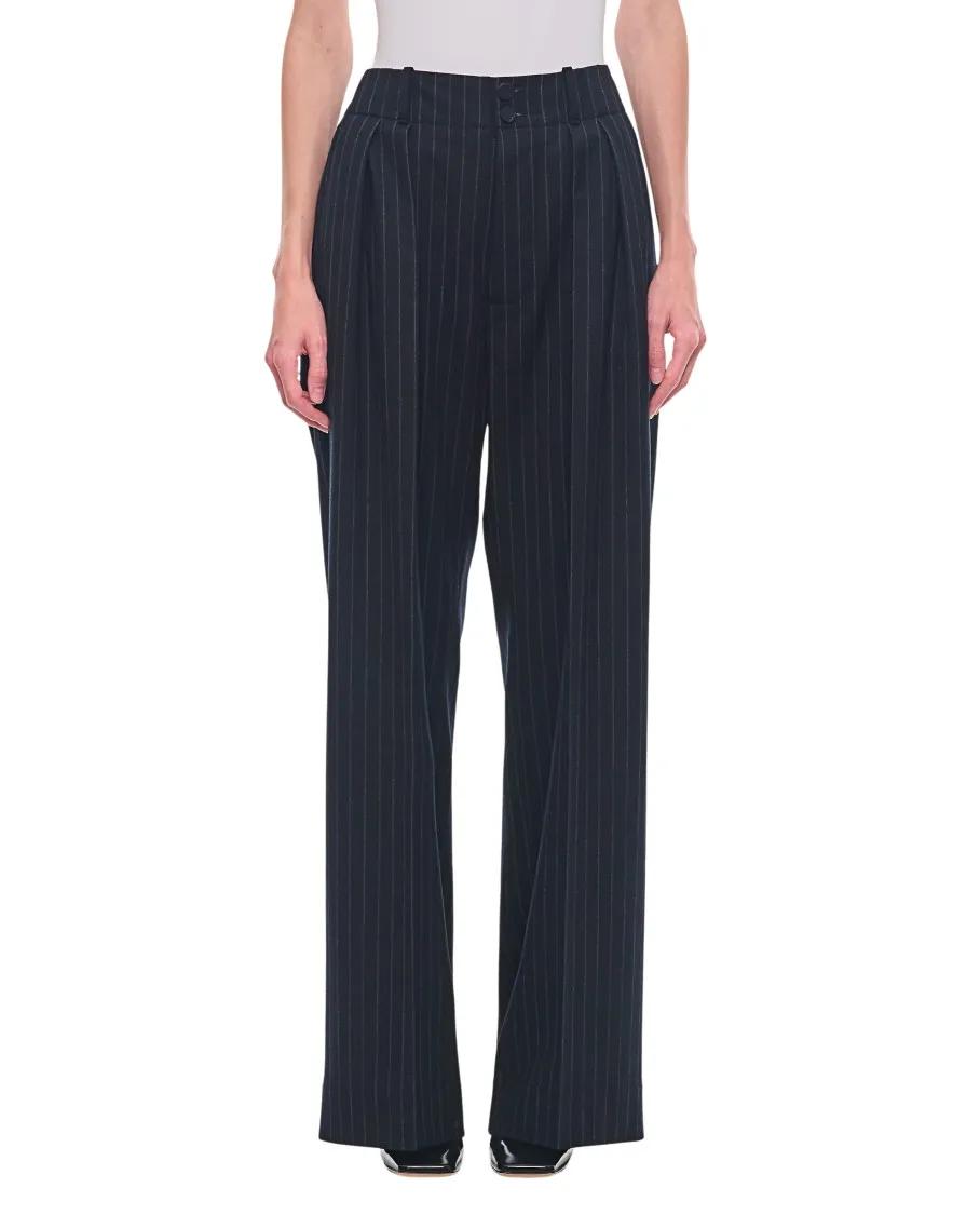 Plan C - Wide Leg Pinstripe Pants - Größe 42 - grau