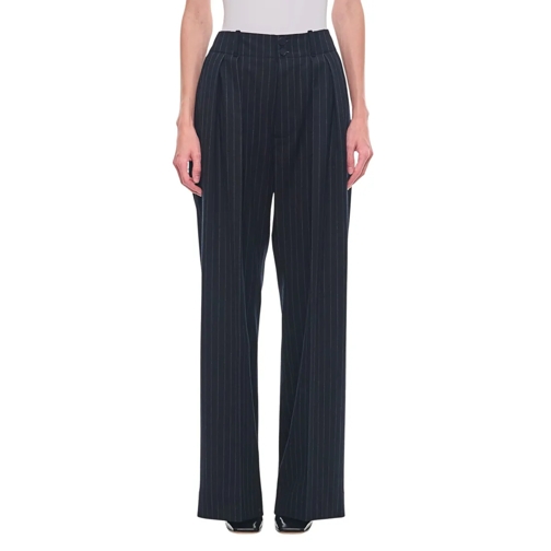 Plan C  Wide Leg Pinstripe Pants Black