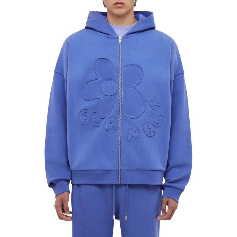 Flâneur  Blossom Patches Zip-Up Hoodie | Purple lila