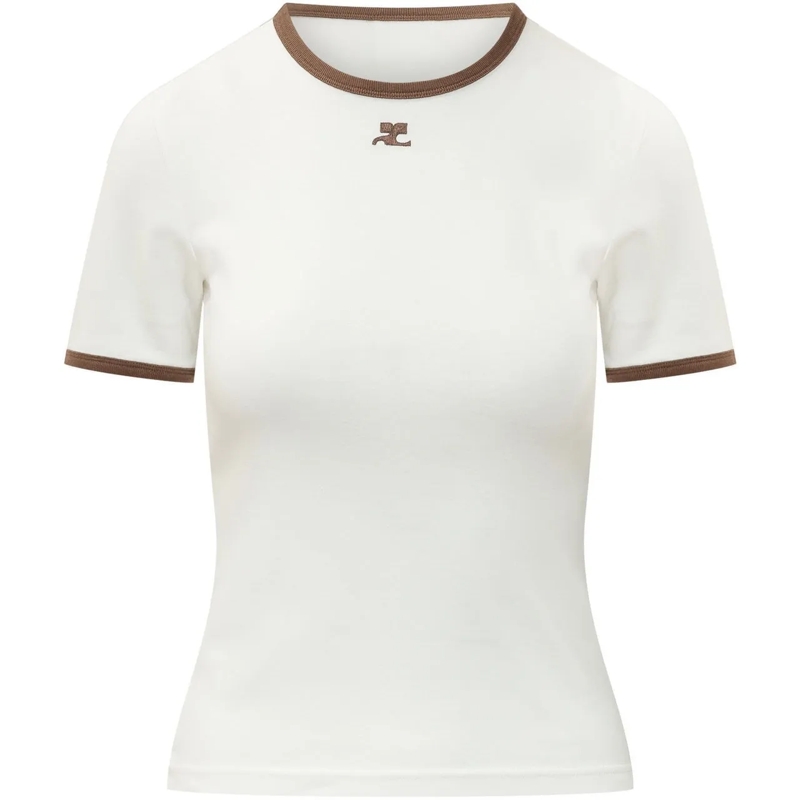 Courrèges T-shirt T-shirt con Profili a Contrasto weiß