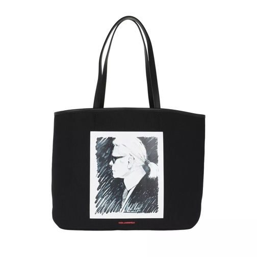 Karl Lagerfeld Legend Canvas Tote Bag Black Rymlig shoppingväska