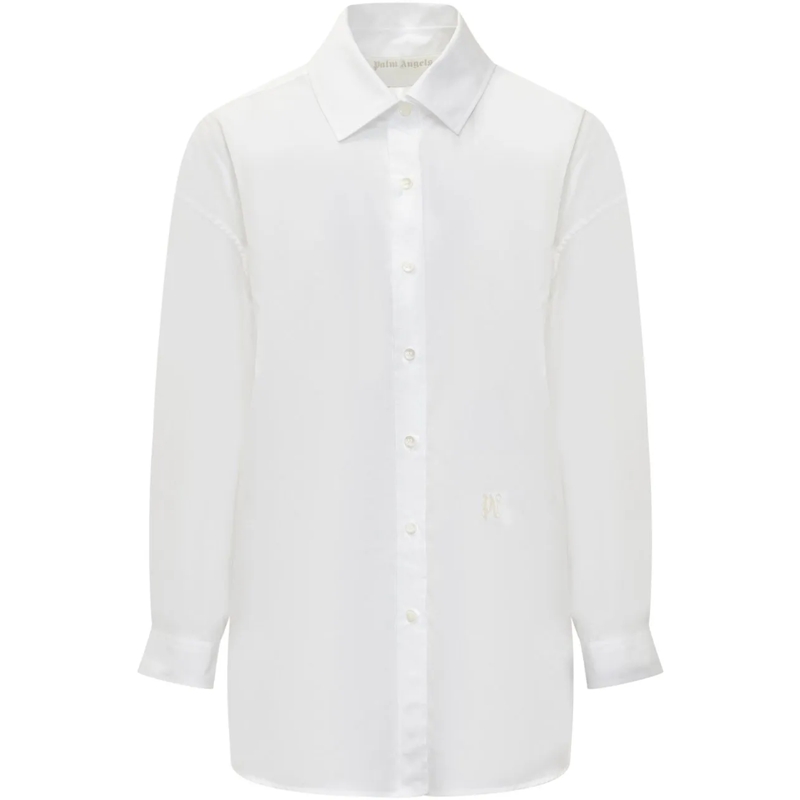 Palm Angels Bluse Camicia con Monogram PA weiß