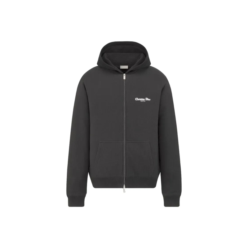 Christian Dior  Fluorescent Halo-Print Black Cotton Fleece Hoodie Black