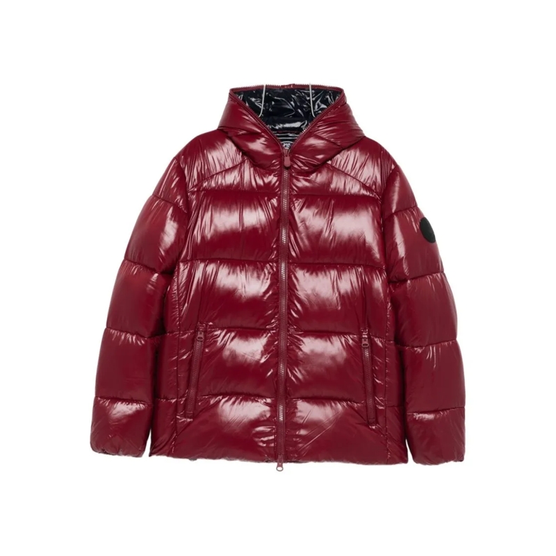 Save the Duck Donsjas Padded Burgundy Jacket With Horizontal Quilting Red