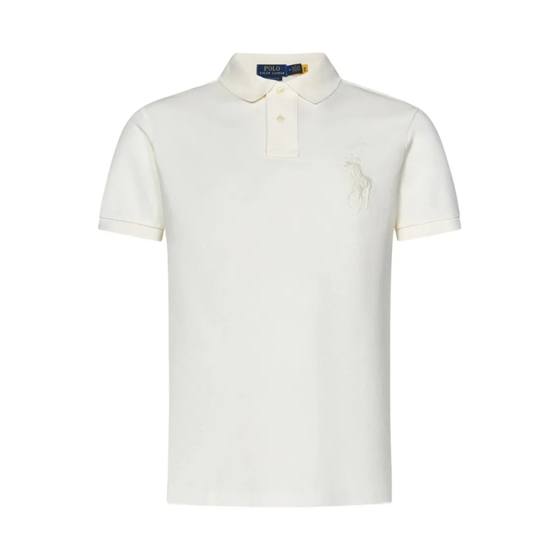 Polo Ralph Lauren Polohemd Classic Collared Cotton T-Shirt With Textured Fini White