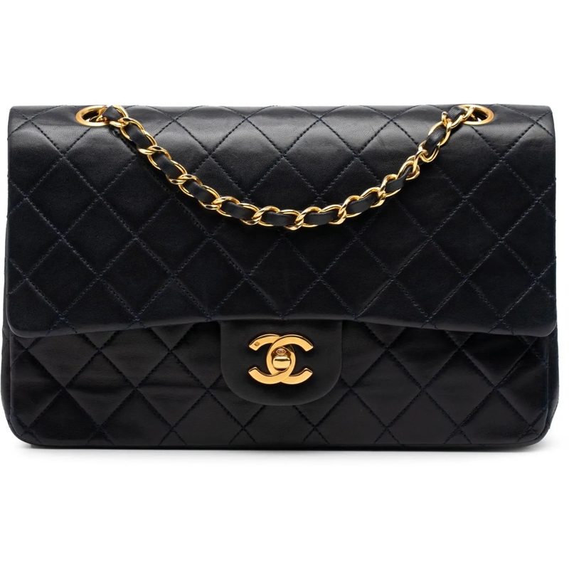 Chanel Schultertasche Medium Classic Calfskin Double Flap blau