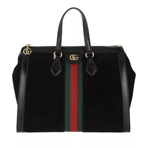 Gucci Ophidia Top Handle Bag Medium Leather Black Bowling Bag