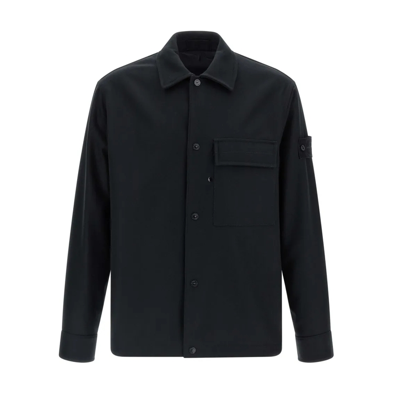 Stone Island Overhemd Heren BlackLogopatch Overshirt Zwart blau