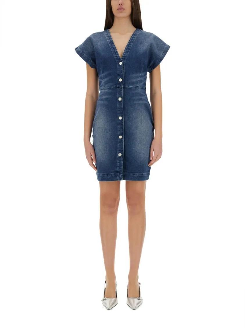 Thumbnail - Moschino - Slim Fit Denim Dress - Größe M - blau